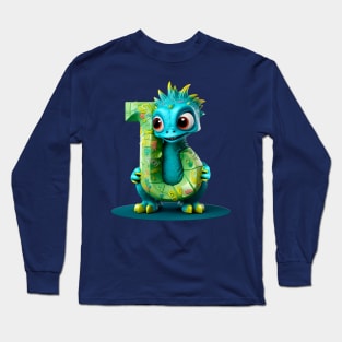 Cute Monster for Kids Alphabet Letter J Funny Back to School Long Sleeve T-Shirt